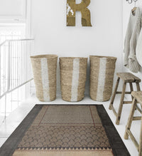 Jasmine Black Patchwork Vinyl Rug