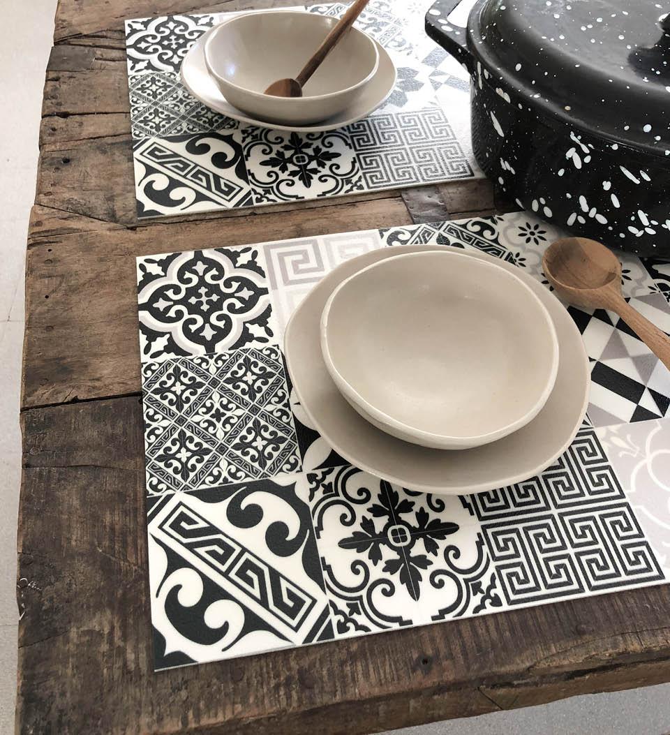 Eclectic Black & White Vinyl Placemat