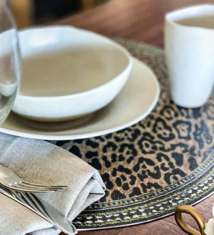 Leopard Vinyl Round Placemat