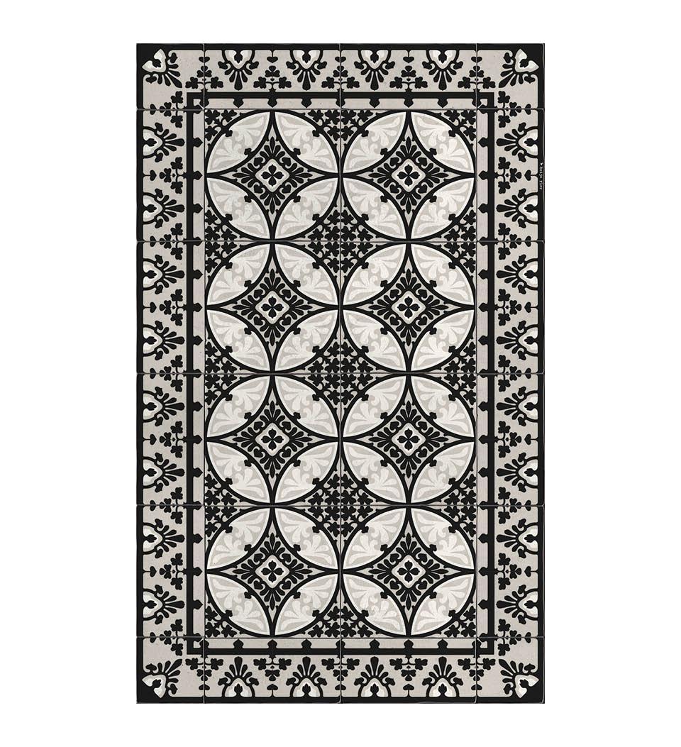 Barcelona Black & White Concrete - שטיח פי וי סי
