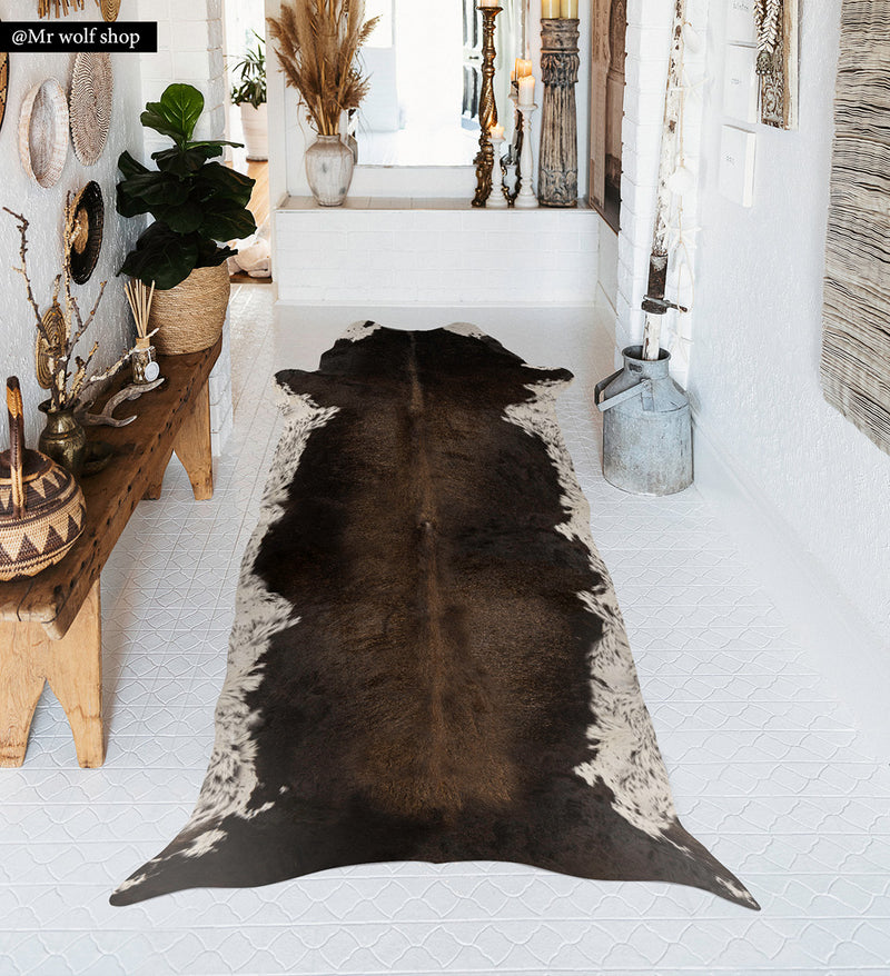 Cowhide Earth Black Vinyl Rug