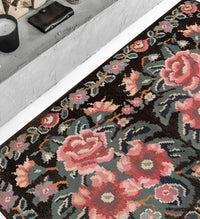 Mary Black Vinyl Rug