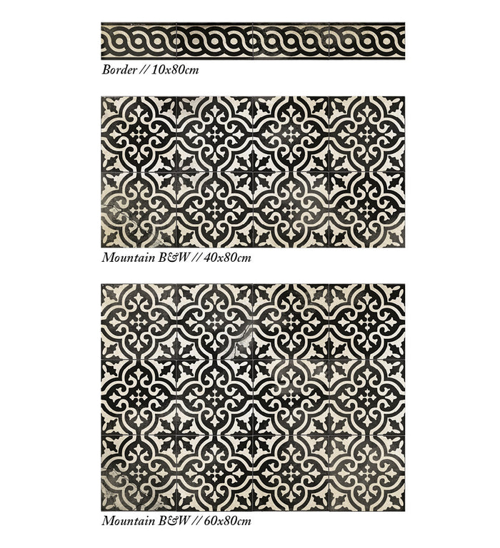 Mountain B&W Vinyl Backsplash - מדבקות קיר
