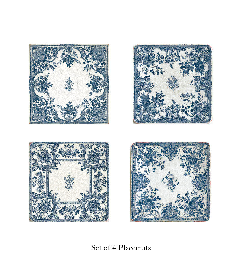 Blue Square Heirloom - פלייסמט פי וי סי עגול