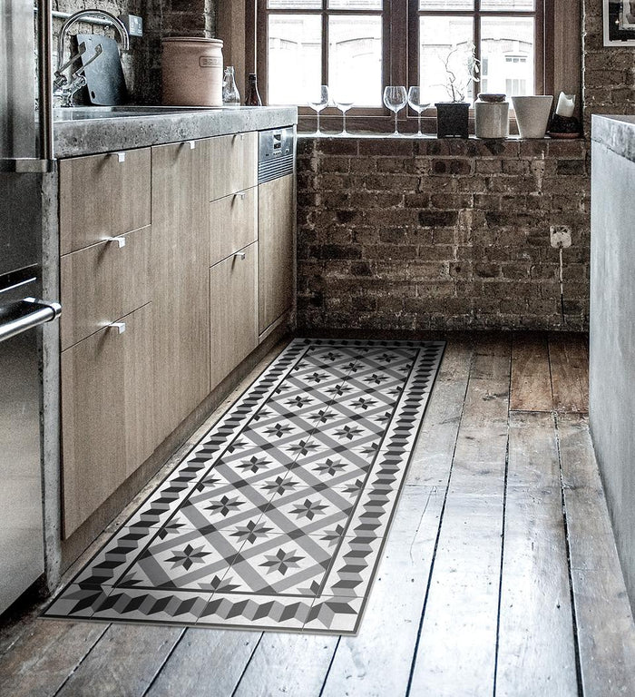 Gothic Silver Concrete Vinyl Rug